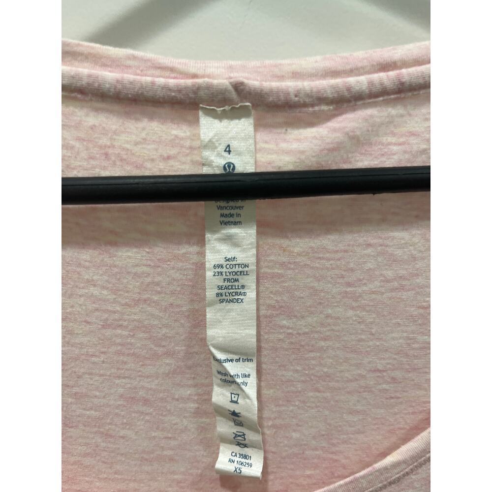 Lululemon Lyocell Short Sleeve Light Pink Draped Front T-Shirt Sz 4 - Picture 4 of 5